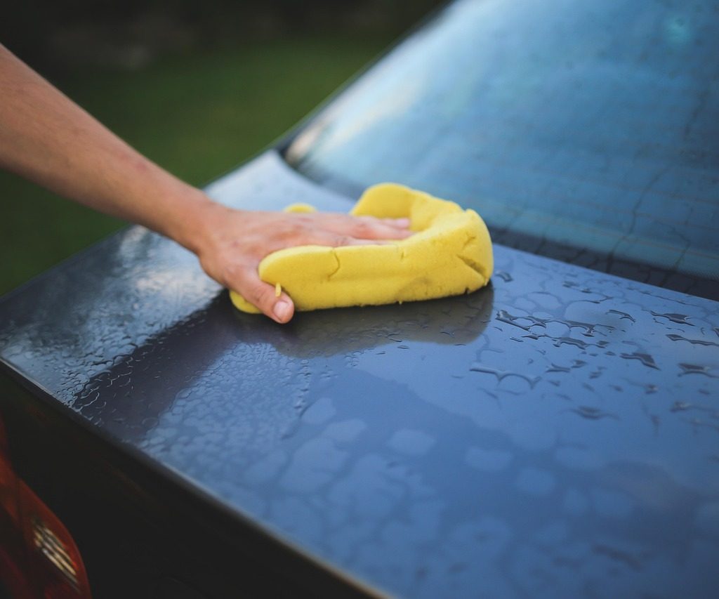cleaning, washing, carwash, sponge, car, auto, hand, car wallpapers, man, car body, black, blue car, blue body, blue clean